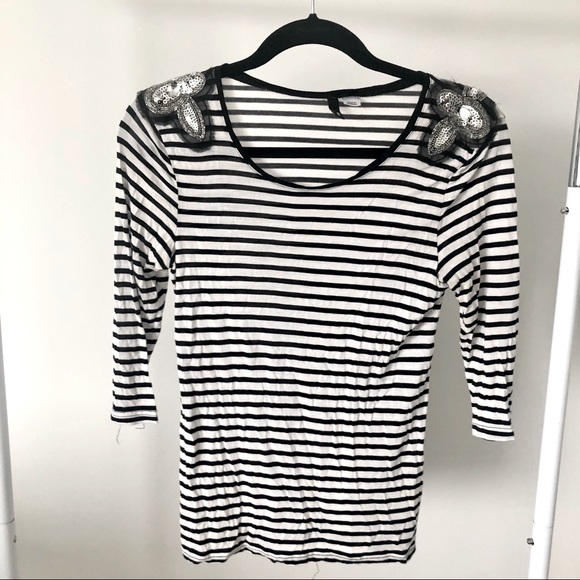 H&M striped shirt w/ jeweled sequins, Size 8 - Picture 1 of 8
